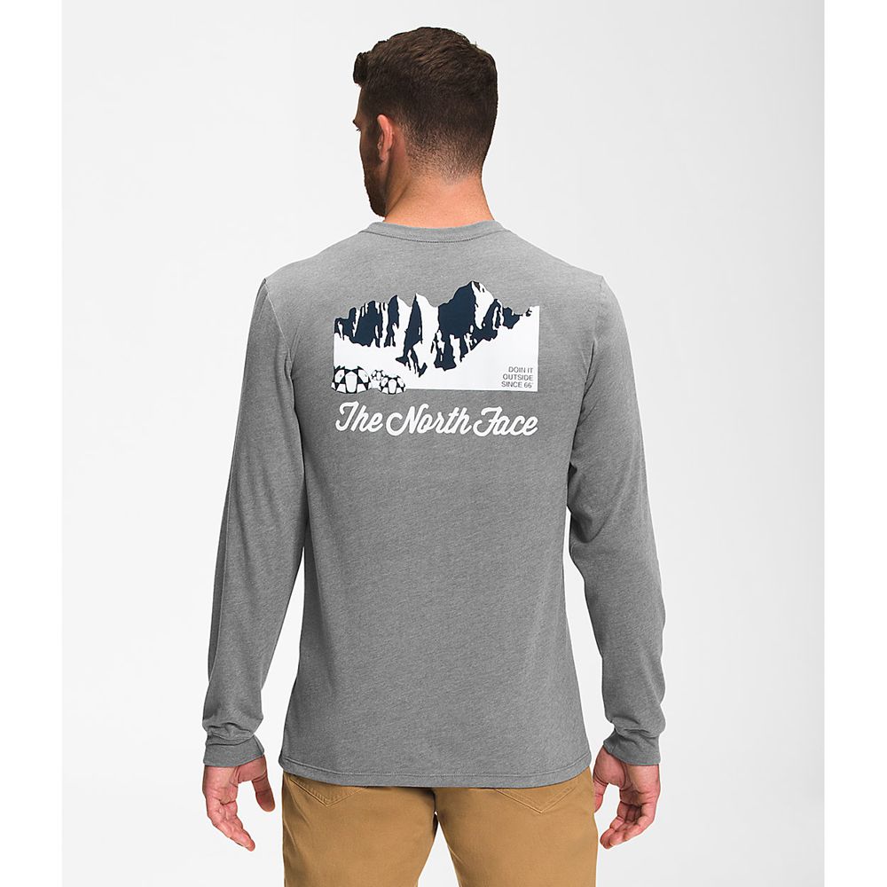 The North Face Long Sleeve Mens Australia - The North Face Mountain Scene Long Sleeve Grey Mountain